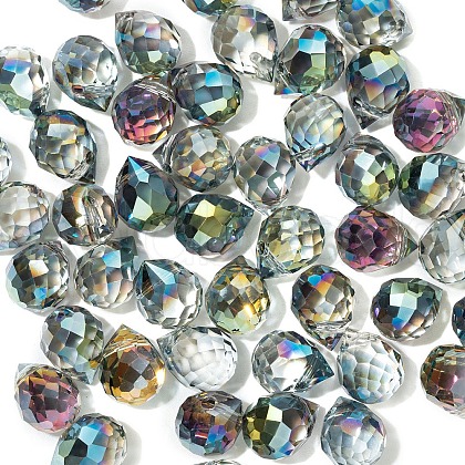 50Pcs Teardrop Transparent Glass Charms PW-WGCC72C-06-1