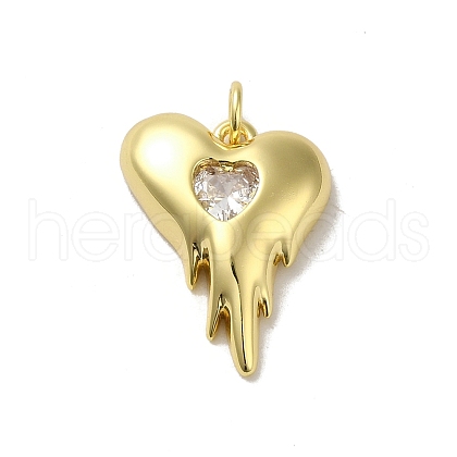 Rack Plating Brass Micro Pave Clear Cubic Zirconia Pendant KK-H473-05G-02-1