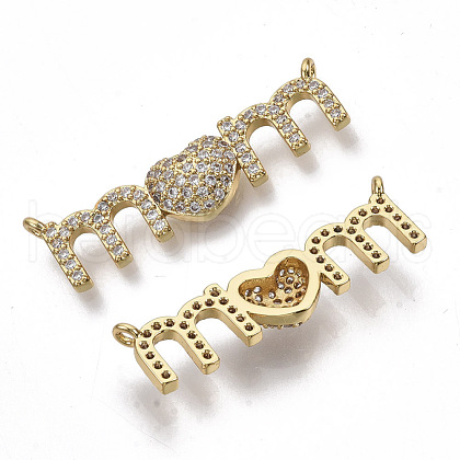 Brass Micro Pave Cubic Zirconia Links connectors X-KK-N227-12-1