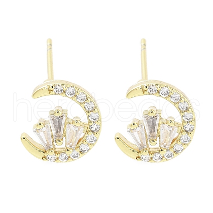 Brass Pave Clear Cubic Zirconia Stud Earring EJEW-S217-G06-1