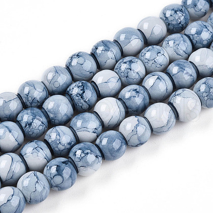 Baking Painted Glass Beads Strands X-DGLA-N003-8mm-C07-1