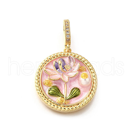 Brass Micro Pave Cubic Zirconia & Enamel Pendants KK-R222-11G-01-1