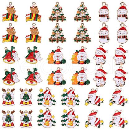 36Pcs 9 Style Christmas Theme Alloy Enamel Pendants ENAM-SZ0004-17-1