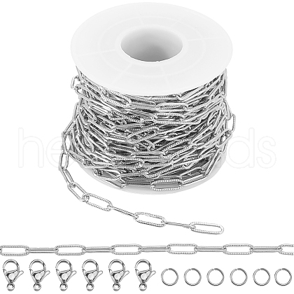 SUNNYCLUE 10M 304 Stainless Steel Paperclip Chains FIND-SC0012-53-1