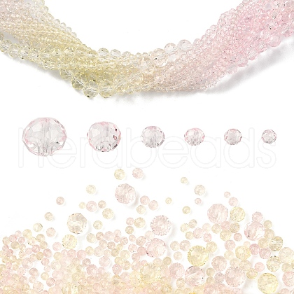 6 Styles Gradient Color Transparent Painted Glass Beads Strands DGLA-YW0001-28Y-1