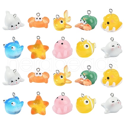 20Pcs 10 Styles Ocean Theme Resin Pendants RESI-CJ0003-52-1