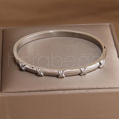304 Stainless Steel Hinged Bangles for Women FS-WGCDA88-10-1