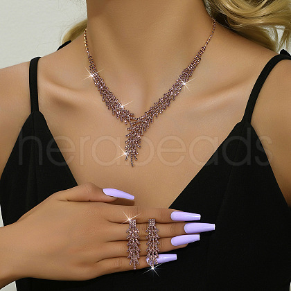 Snowflake Alloy Rhinestone Chain Necklaces & Stud Earrings Sets FS-WGB2E3F-06-1