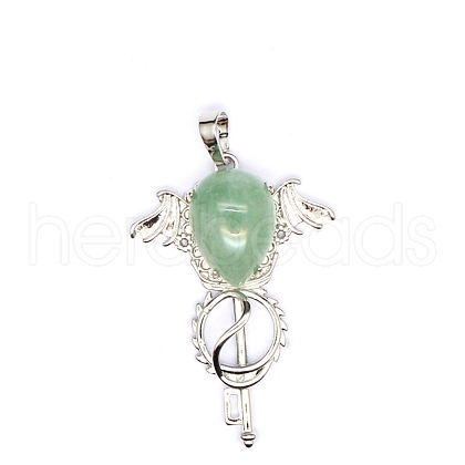 Natural Green Aventurine Teardrop Pendants PW-WG60016-17-1