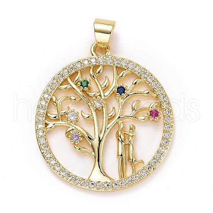 Brass Micro Pave Colorful Cubic Zirconia Pendants ZIRC-E165-05G-1