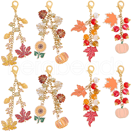SUNNYCLUE 8Pcs 4 Styles Thanksgiving Day Alloy & Acrylic Pendant Decorations HJEW-SC0001-75-1