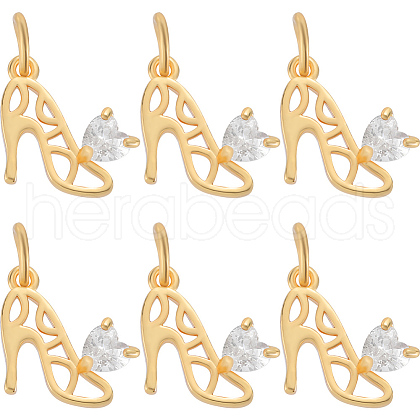 Beebeecraft 10Pcs Brass Micro Pave Cubic Zirconia Stilettos Charms ZIRC-BBC0002-79-1