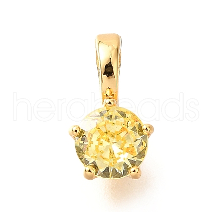 Brass Micro Pave Cubic Zirconia Charms KK-D356-05B-G-1