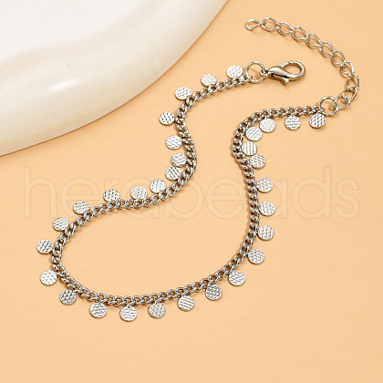 Bohemian Style Alloy Coin Tassel Twisted Chain Anklets WG47E30-02-1