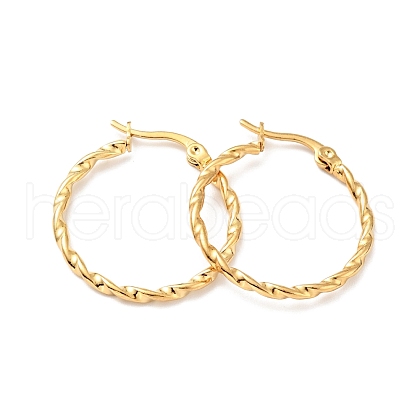 Vacuum Plating 201 Stainless Steel Twist Rope Hoop Earrings with 304 Stainless Steel Pins for Women EJEW-D279-03G-01-1