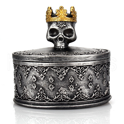 Halloween Skull Resin Jewelry Storage Boxes DARK-PW0001-117B-1