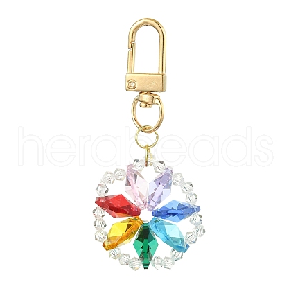 Flower Glass Pendant Decorations HJEW-TA00196-1