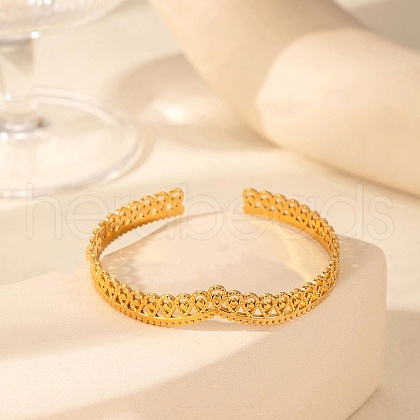 304 Stainless Steel Cuff Bangles for Women BJEW-U032-12G-1