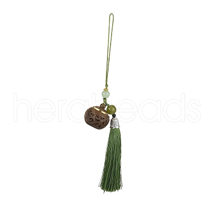 Green Sandalwood Lotus Incense Balls Pendant Decorations HJEW-D300-01B-02PG-1