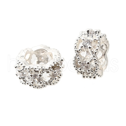 Column Brass Micro Pave Cubic Zirconia Spacer Beads KK-L230-08S-1
