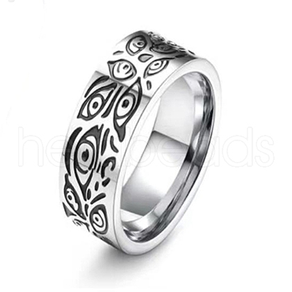 Antique Silver Stainless Steel Finger Ring PW-WG24623-11-1