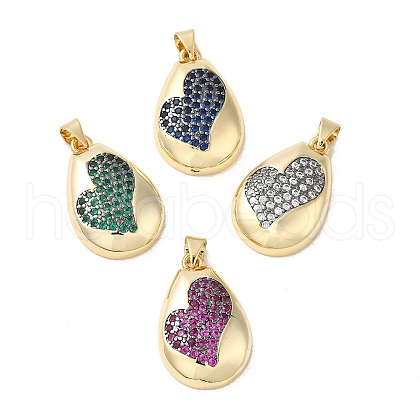 Rack Plating Brass Micro Pave Cubic Zirconia Pendants KK-P241-26G-1