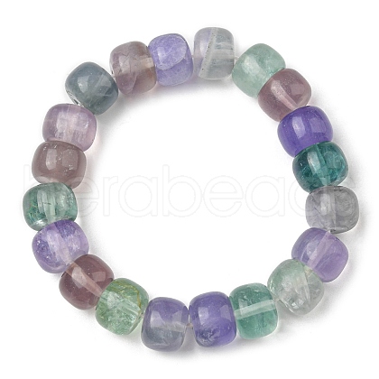 Natural Fluorite Round Beaded Stretch Bracelet for Women BJEW-M297-A01-1