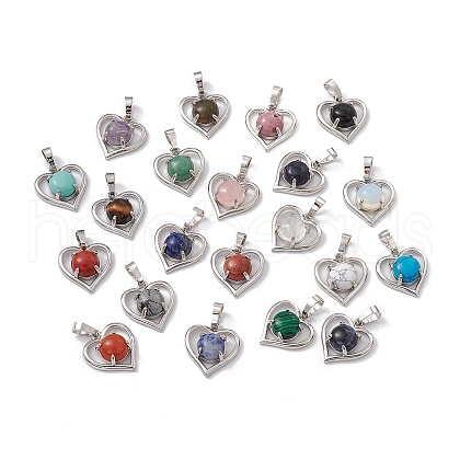 Natural & Synthetic Mixed Gemstone Pendants G-P484-04P-1