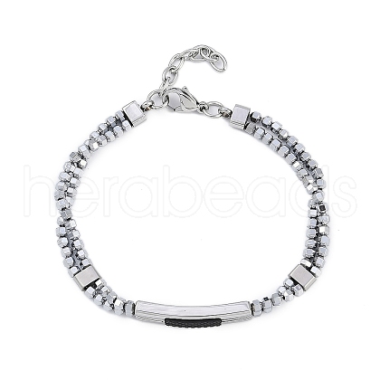 Synthetic Non-magnetic Hematite Beaded Bracelets BJEW-S156-05P-B-1
