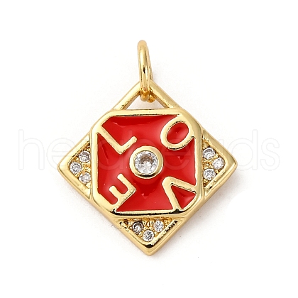 Brass Micro Pave Cubic Zirconia and Enamel Charms KK-Q098-04G-A-1