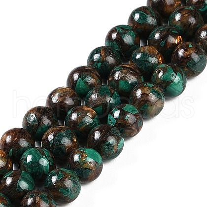 Assembled Natural Malachite & Bronzite Beads Strands G-A230-D02-03-1