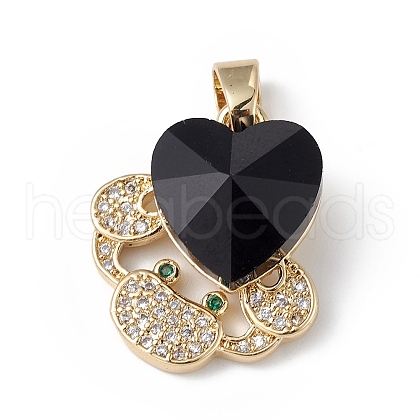 Rack Plating Brass Micro Pave Cubic Zirconia Pendants KK-C015-01G-17-1