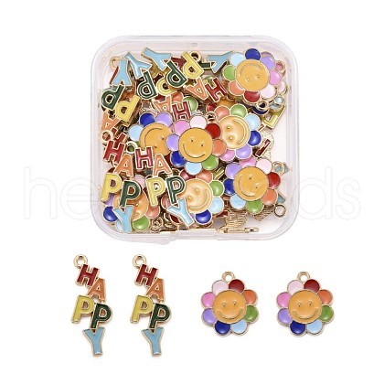 40Pcs 2 Style Alloy Enamel Pendants ENAM-LS0001-14LG-1