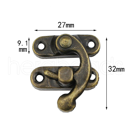 Zinc Alloy Wooden Box Lock Catch Clasps X-PURS-PW0001-110B-1
