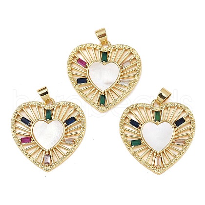 Brass Micro Pave Cubic Zirconia Pendants KK-S526-07G-A-1