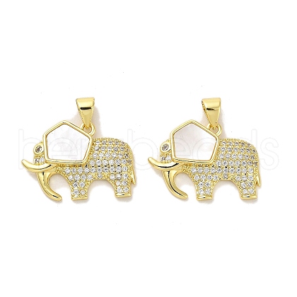 Brass Micro Pave Clear Cubic Zirconia Pendants KK-K365-12B-G-1