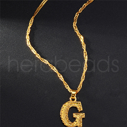 Brass Initial Pendant Necklaces FS-WG68BA5-07-1