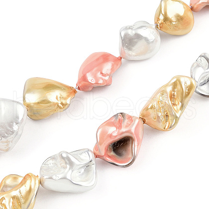 Electroplated Natural Freshwater Shell Beads Strands SHEL-R113-01H-1