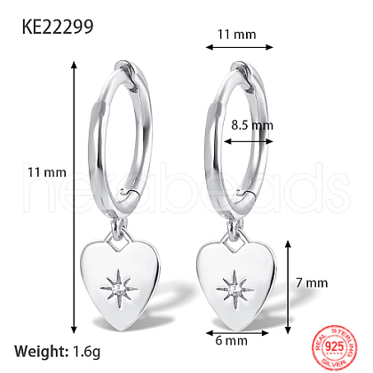 Rhodium Plated Platinum 925 Sterling Silver Dangle Hoop Earrings for Women GN7396-4-1