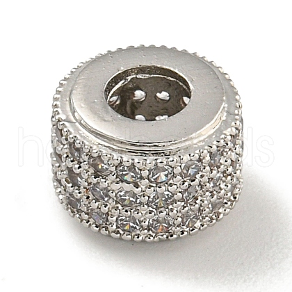 Brass Micro Pave Clear  Cubic Zirconia Beads KK-G493-39P-01-1