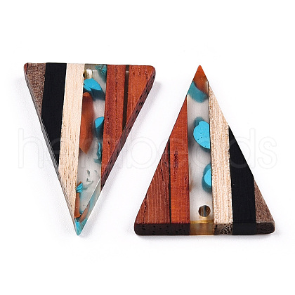 Transparent Resin & Walnut Wood Pendants RESI-TAC0017-50-B02-1