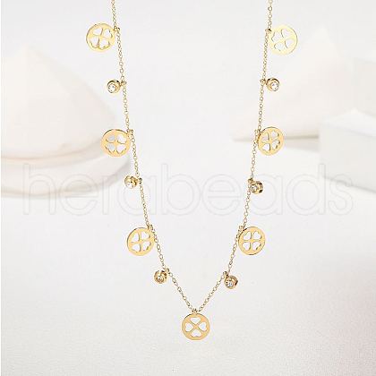 Stainless Steel Clover Bib Necklace QC7472-1-1