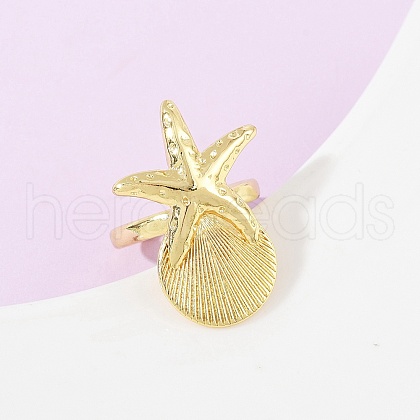 Ocean Theme Brass Cuff Rings RJEW-C135-01G-12-1