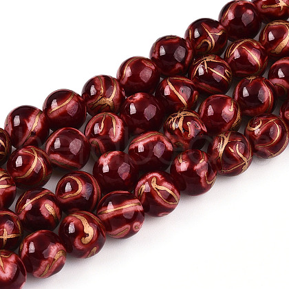 Baking Painted Glass Beads Strands DGLA-N010-10mm-07-1