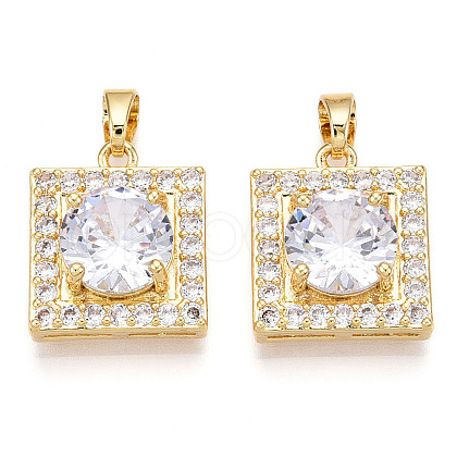 Brass Micro Pave Cubic Zirconia Pendants KK-N254-235G-1
