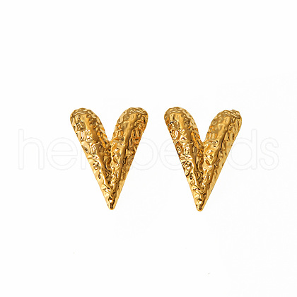 Textured Heart 304 Stainless Steel Stud Earrings FS-WG7D1EE-01-1