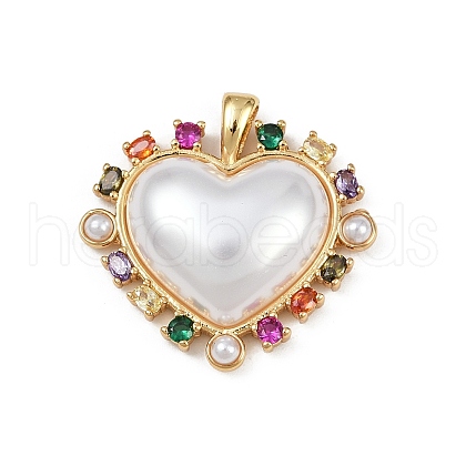 Brass Micro Pave Cubic Zirconia Pendants KK-S528-07G-1