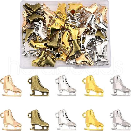 SUPERFINDINGS 50Pcs 5 Colors Skating Shoes Alloy Pendants FIND-FH0003-19-1