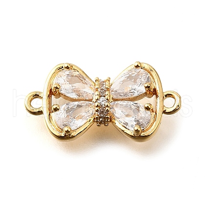 Brass Clear Cubic Zirconia Connector Charms KK-U065-04B-G-1