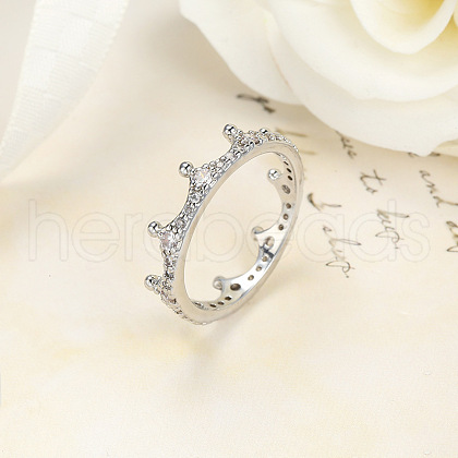 Crown Brass Micro Pave Clear Cubic Zirconia Finger Rings for Women FS-WG9962F-06-1